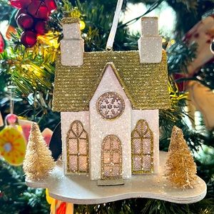 Light Up Christmas Tree Ornament Glitter House